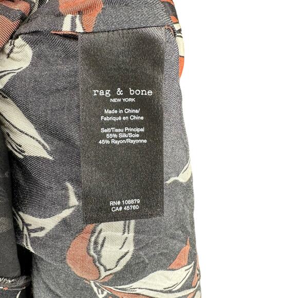 RAG & BONE Black White Mare Floral Button Down Shirt Women's Size XS FLAWED - Picture 7 of 9